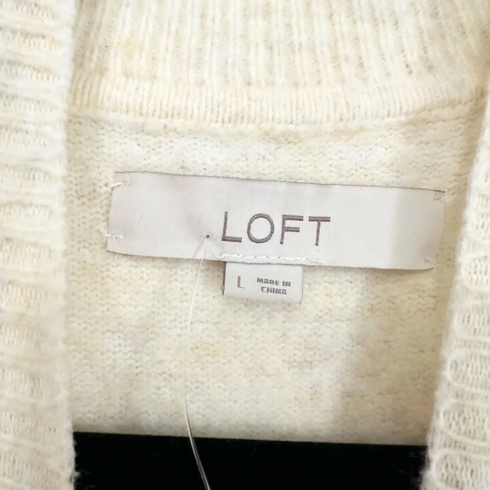 Loft Women’s Size large Cream Dachshund Wrap Around Sweater wool blend novelty